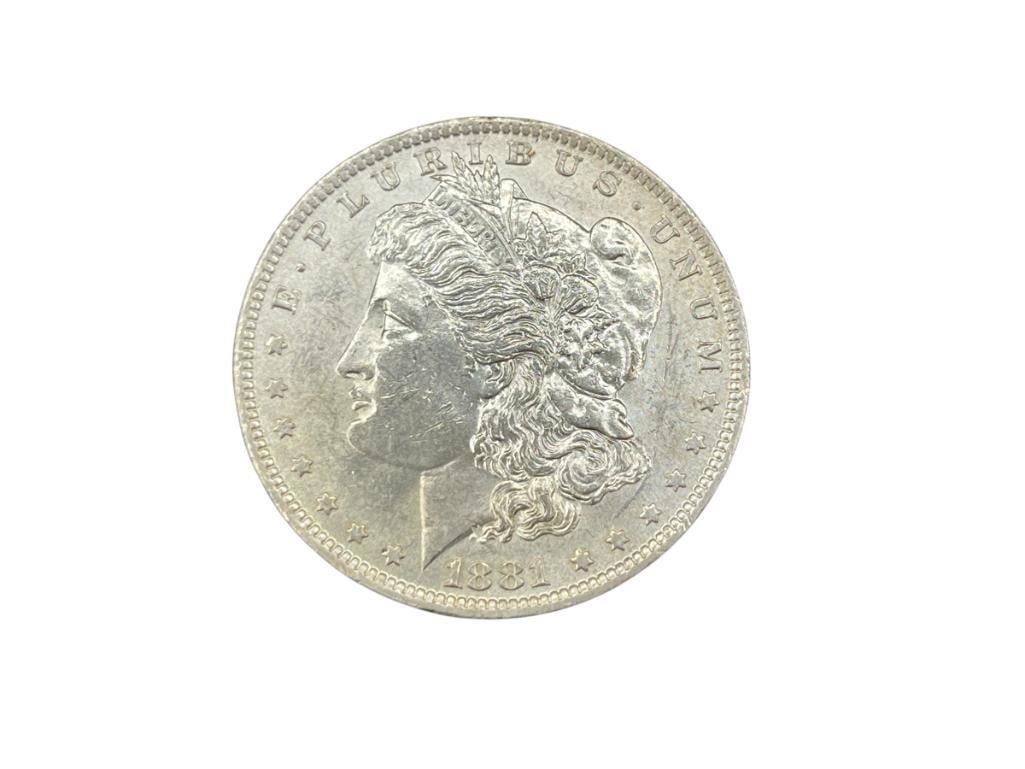 1881-O U.S. MORGAN SILVER DOLLAR BU: IN VINTAGE PACKAGING, 90% SILVER