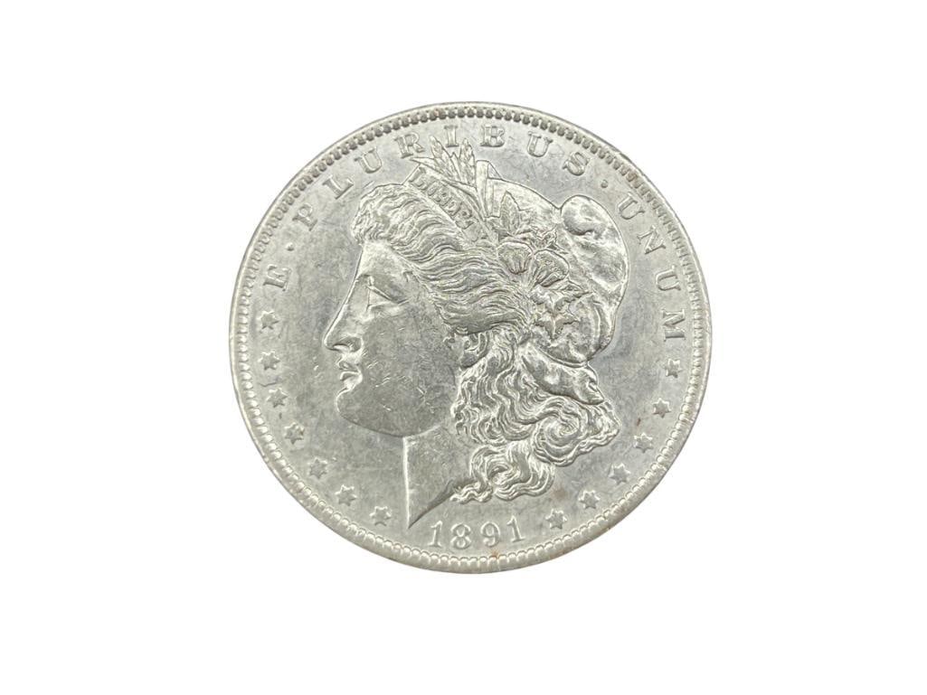 1891 U.S. MORGAN SILVER DOLLAR BU: IN VINTAGE PACKAGING, 90% SILVER 