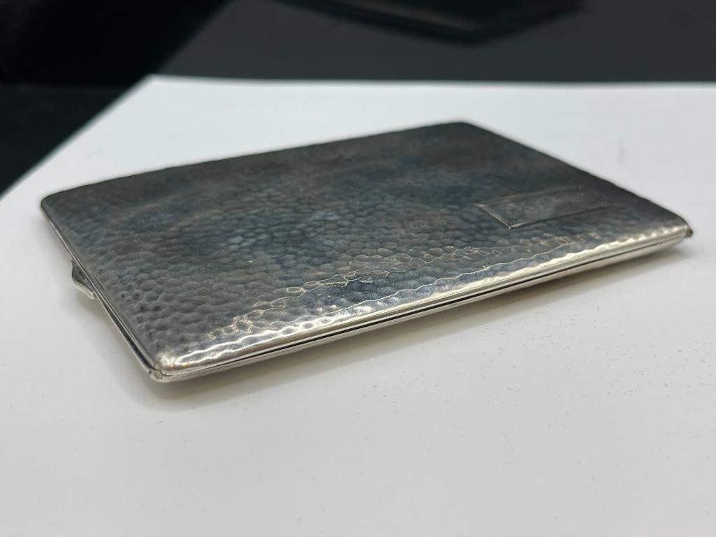 ANTIQUE HAMMERED STERLING SILVER CIGARETTE CASE MONOGRAMMED RSS SCHDY GANG - 4
