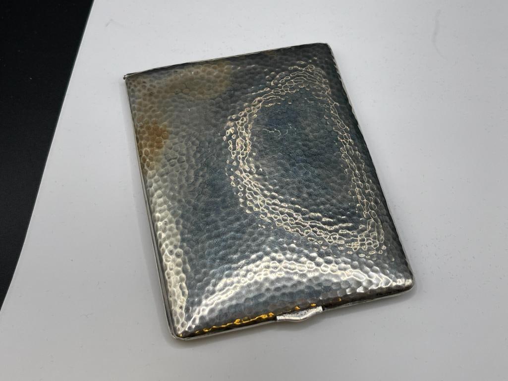 ANTIQUE HAMMERED STERLING SILVER CIGARETTE CASE MONOGRAMMED RSS SCHDY GANG - 5