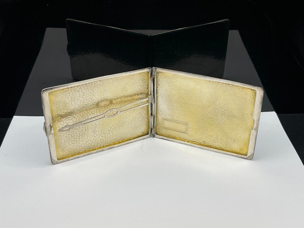 ANTIQUE HAMMERED STERLING SILVER CIGARETTE CASE MONOGRAMMED RSS SCHDY GANG - 6
