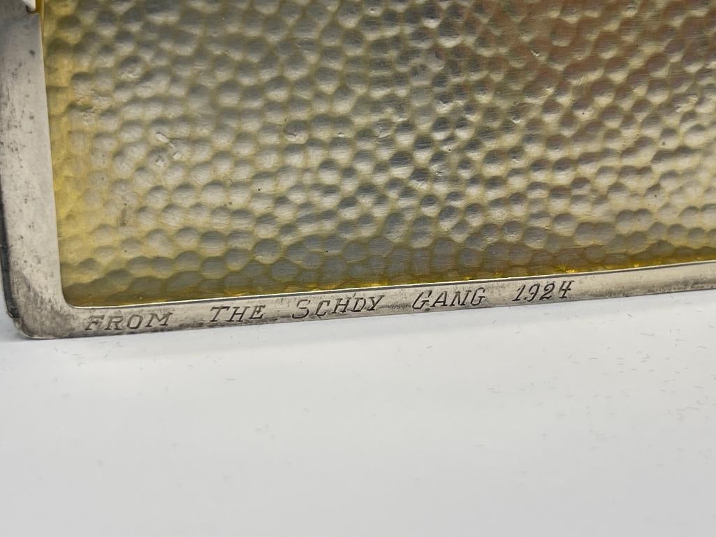 ANTIQUE HAMMERED STERLING SILVER CIGARETTE CASE MONOGRAMMED RSS SCHDY GANG - 7