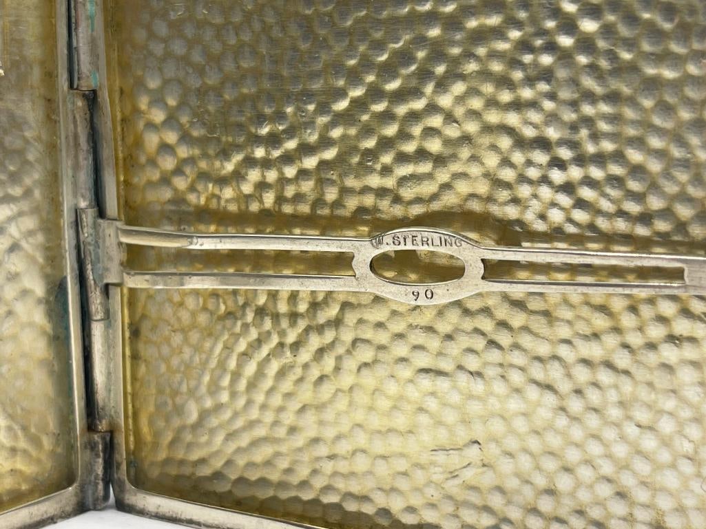 ANTIQUE HAMMERED STERLING SILVER CIGARETTE CASE MONOGRAMMED RSS SCHDY GANG - 8