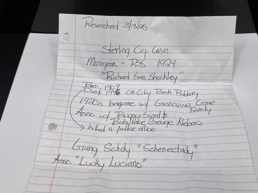 ANTIQUE HAMMERED STERLING SILVER CIGARETTE CASE MONOGRAMMED RSS SCHDY GANG - 9