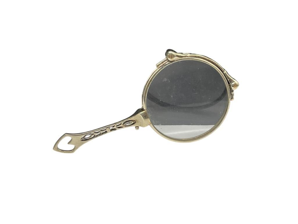 ANTIQUE 14K WHITE GOLD OPERA GLASSES WITH PIERCED HANDLE: CLASSY OPERA GLASSES 3 1/2" WHEN CLOSED, 17.71 GRAMS TOTAL