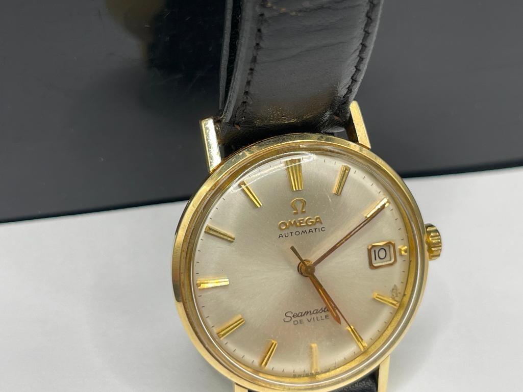 VINTAGE OMEGA SEAMASTER DEVILLE 18K YELLOW GOLD CASED AUTOMATIC WRISTWATCH - 3