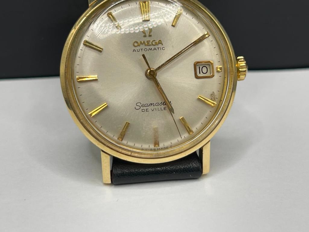 VINTAGE OMEGA SEAMASTER DEVILLE 18K YELLOW GOLD CASED AUTOMATIC WRISTWATCH - 4