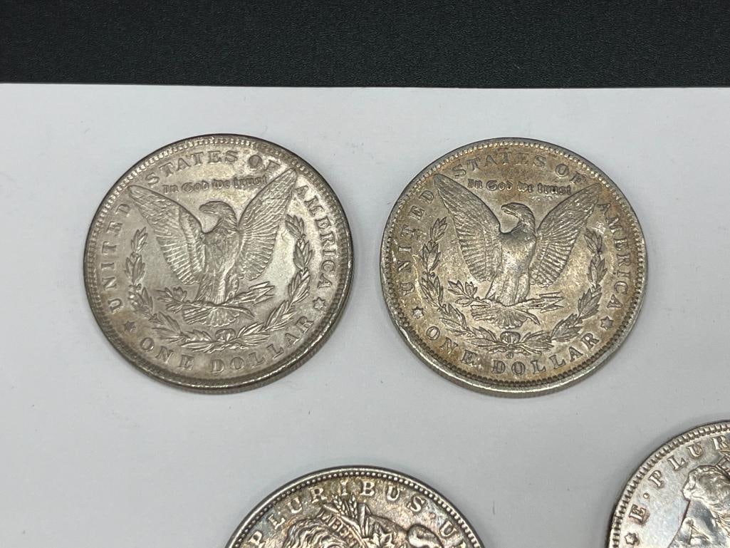 FIVE U.S. MORGAN SILVER DOLLARS FEATURING VARIOUS DATES AND MINT MARKS - 3