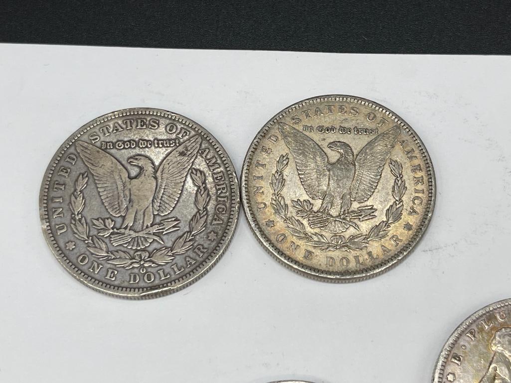 FIVE U.S. MORGAN SILVER DOLLARS FEATURING VARIOUS DATES AND MINT MARKS90 - 3