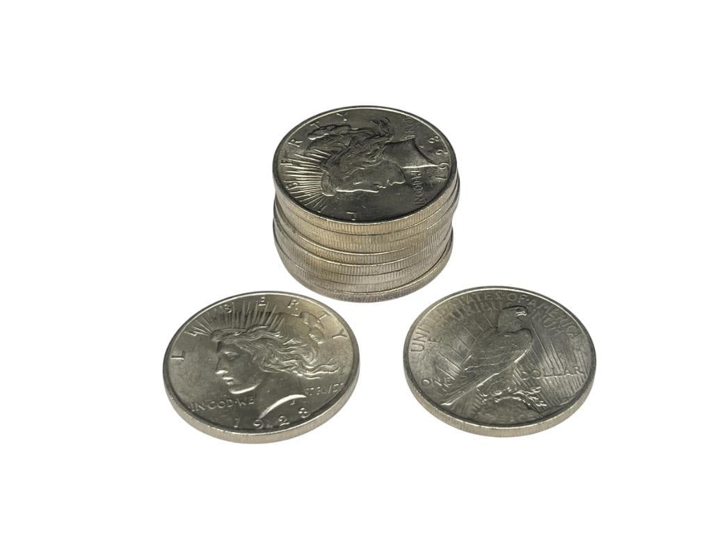 10 BU 1923 U.S. PEACE SILVER DOLLARS (1 of 5)