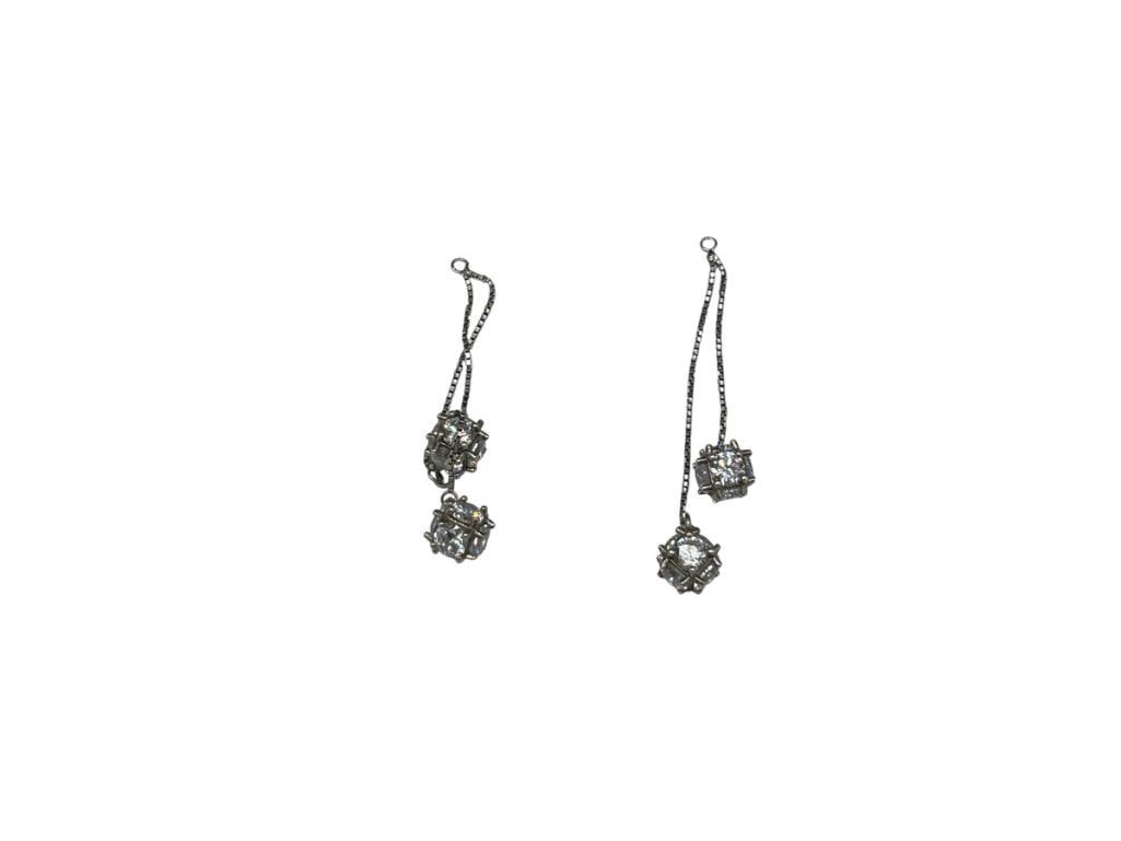 UNIQUE STERLING SILVER ROUND CUT CZ DANGLE EARRING JACKETS (1 of 4)