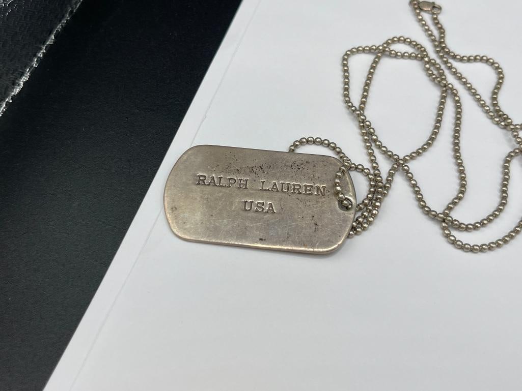 VINTAGE RALPH LAUREN STERLING SILVER DOGTAG DESIGN NECKLACE - 3