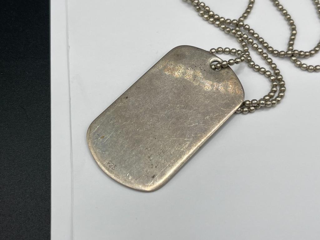 VINTAGE RALPH LAUREN STERLING SILVER DOGTAG DESIGN NECKLACE - 4