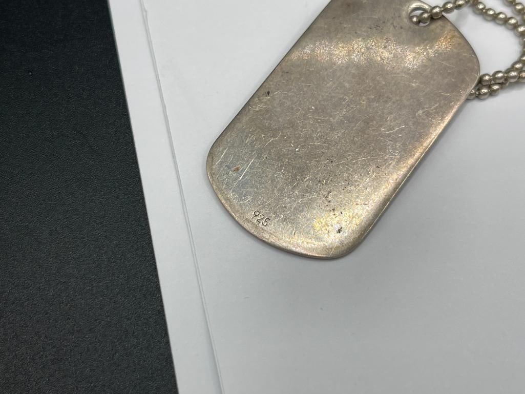 VINTAGE RALPH LAUREN STERLING SILVER DOGTAG DESIGN NECKLACE - 5