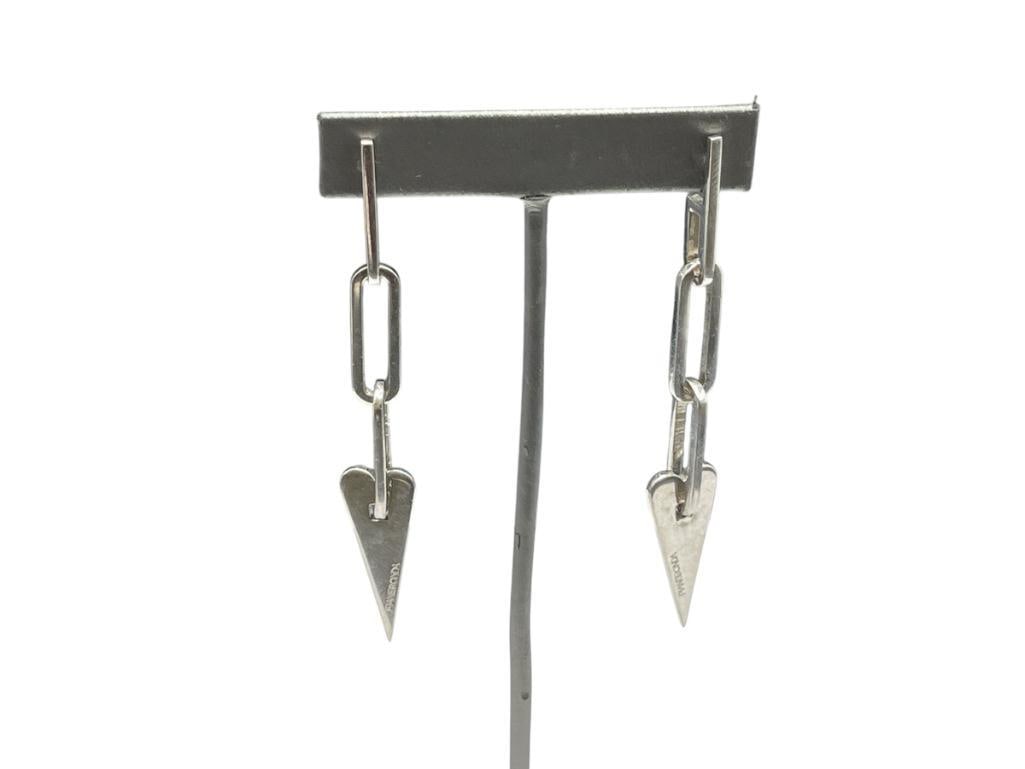 PAIR OF PIANEGONDA DESIGNER MARKED STERLING SILVER DANGLE EARRINGS: FEATURING UNIQUE HEART SPIKE SHAPE DANGLES 3 3/4", 20.71 GRAMS 