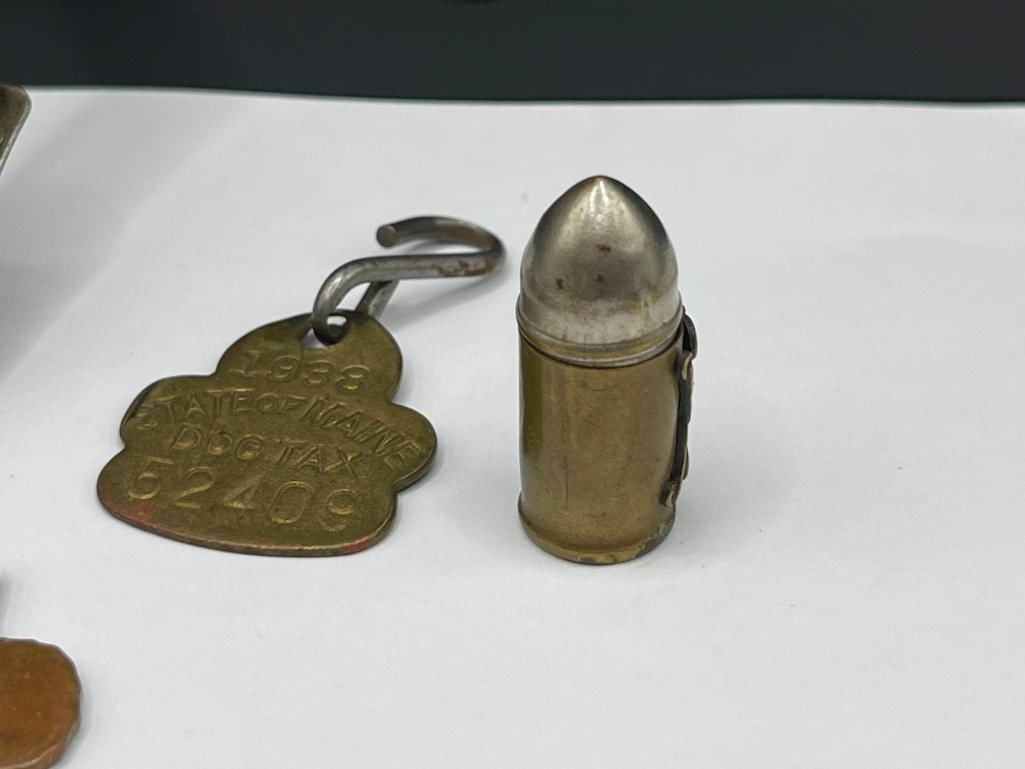 1938 DOGTAX STATE OF MAINE BADGE AND 1962 YUKON EQUIP. ANCHORAGE TRACTOR WATCH FOB - 4