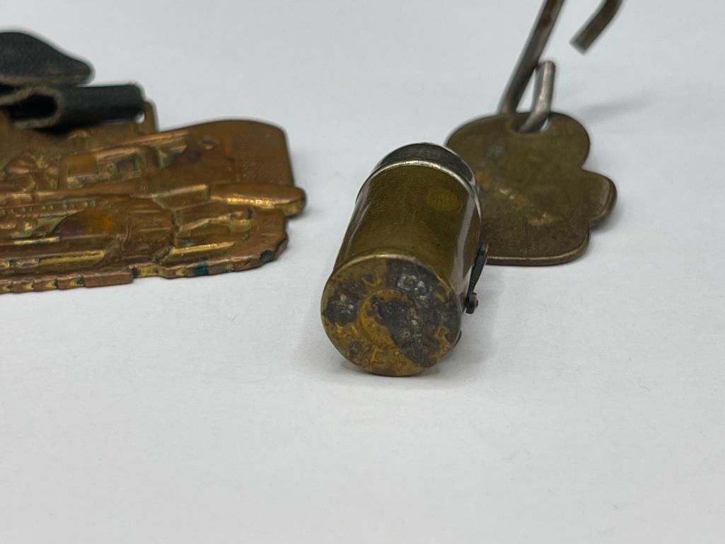 1938 DOGTAX STATE OF MAINE BADGE AND 1962 YUKON EQUIP. ANCHORAGE TRACTOR WATCH FOB - 8