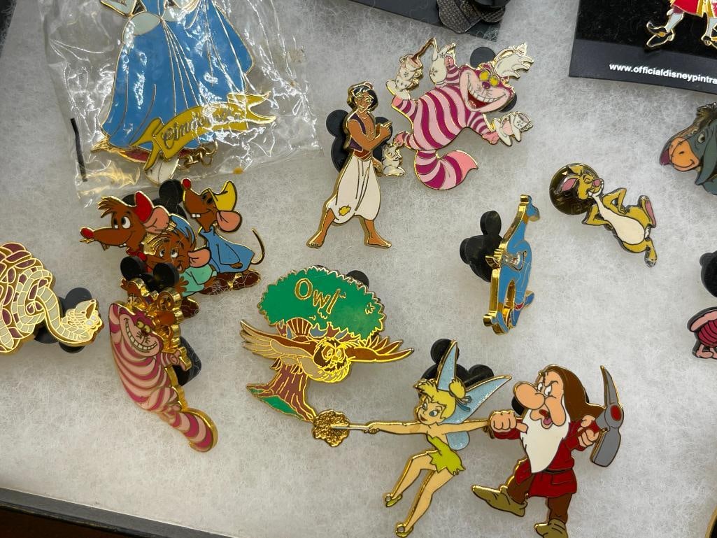 39 DISNEY ASSORTED CHARACTER PINS FEATURING MOST WITH MICKEY MOUSE BACK SLIDES - 3