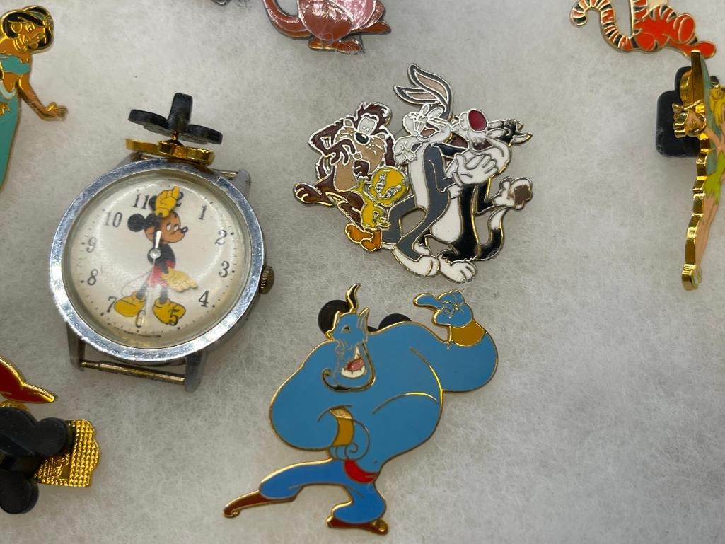 39 DISNEY ASSORTED CHARACTER PINS FEATURING MOST WITH MICKEY MOUSE BACK SLIDES - 7