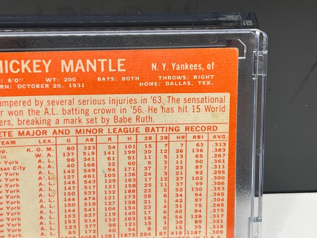 1964 TOPPS #50 YANKEES MICKEY MANTLE BASEBALL CARD - 8