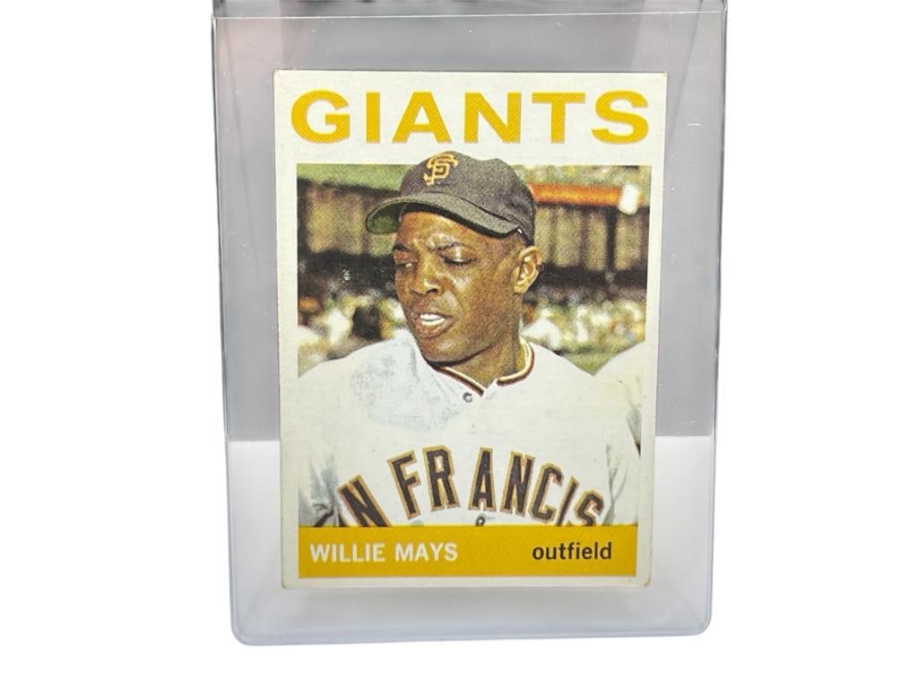 1964 TOPPS #150 GIANTS WILLIE MAYS BASEBALL CARD: RARE CARD, VIEW PICTURES FOR CONDITION REVIEW, COLLECTION FROM A LOCAL RENO, NV DOCTOR AT RENOWN WHO RAN BIG LEAGUE SPORTS MEDICINE BASEBALL CAMP FOR NEARLY 20 YEARS, DOCTOR JOHN ANDREW CAMERON 