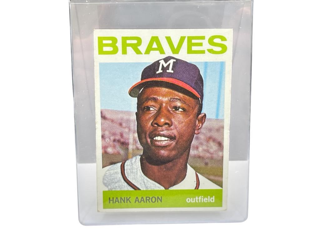 1964 TOPPS #300 BRAVES HANK AARON BASEBALL CARD: RARE CARD, VIEW PICTURES FOR CONDITION REVIEW, COLLECTION FROM A LOCAL RENO, NV DOCTOR AT RENOWN WHO RAN BIG LEAGUE SPORTS MEDICINE BASEBALL CAMP FOR NEARLY 20 YEARS, DOCTOR JOHN ANDREW CAMERON 