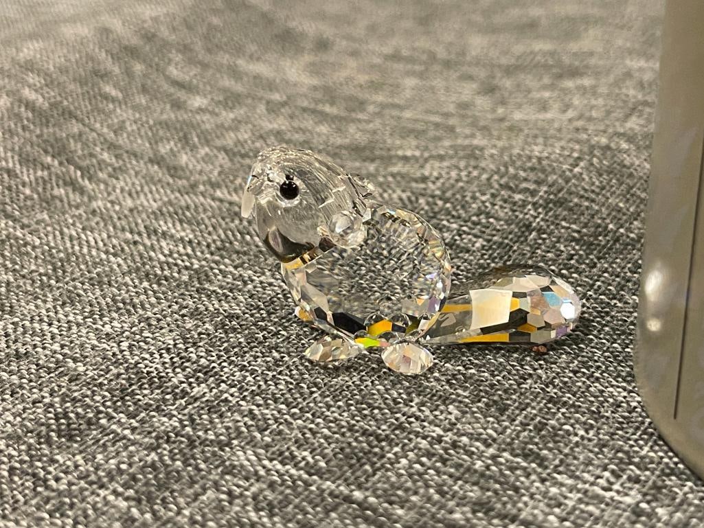 SWAROVSKI SILVER CRYSTAL FACETED BEAVER FIGURINE NO. 7616NR000002 - 2