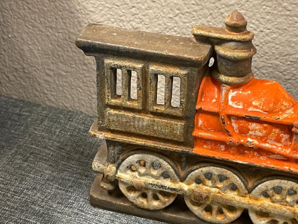 VINTAGE CAST IRON LOCOMOTIVE DOOR STOP - 3