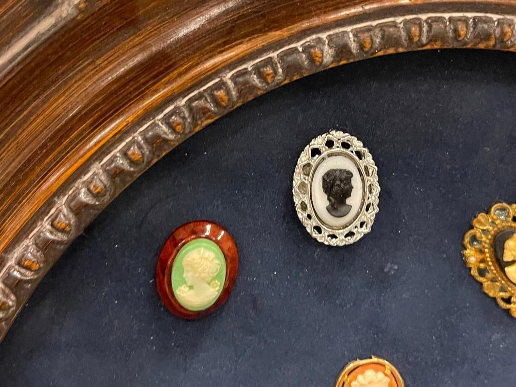 ARTISAN MADE CAMEO DISLAY FEATURES 17 CAMEOS FEW ARE BEJEWELED - 3