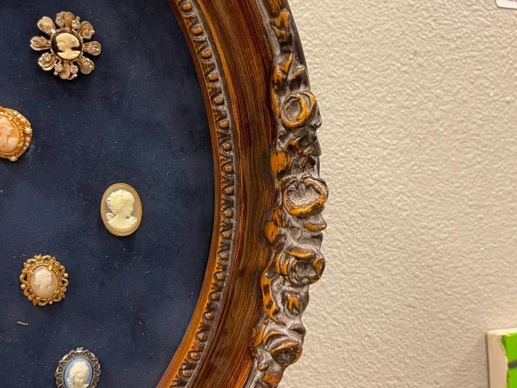 ARTISAN MADE CAMEO DISLAY FEATURES 17 CAMEOS FEW ARE BEJEWELED - 6