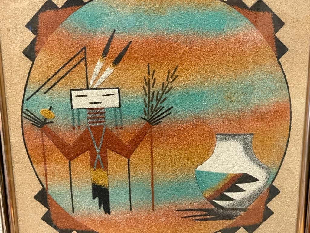 HOPI SAND ART PANEL BY THOMPSON TITLED MALE WIND WAY - 2