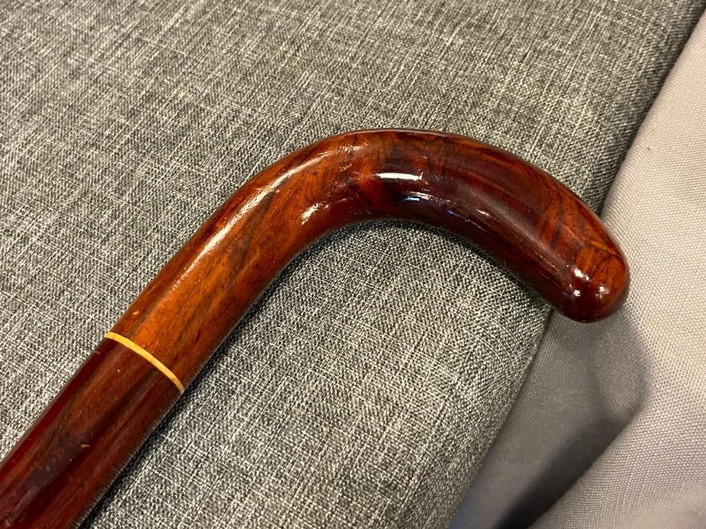 HAND CRAFTED CLASSIC CROOK HANDLE WALKING CANE HEAVY POLISHED - 5