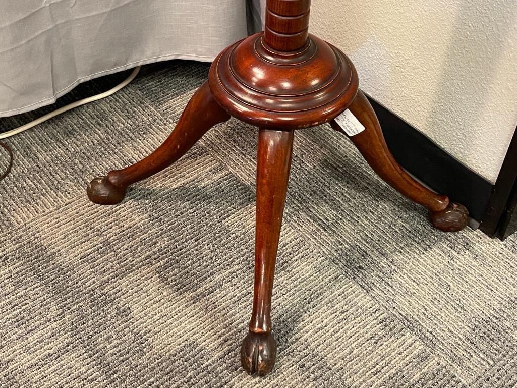 ANTIQUE VICTORIAN MAHOGANY COAT / HAT HALL TREE / RACK WITH HOOVED FEET AND ORNATE BRASS HOOKS - 5