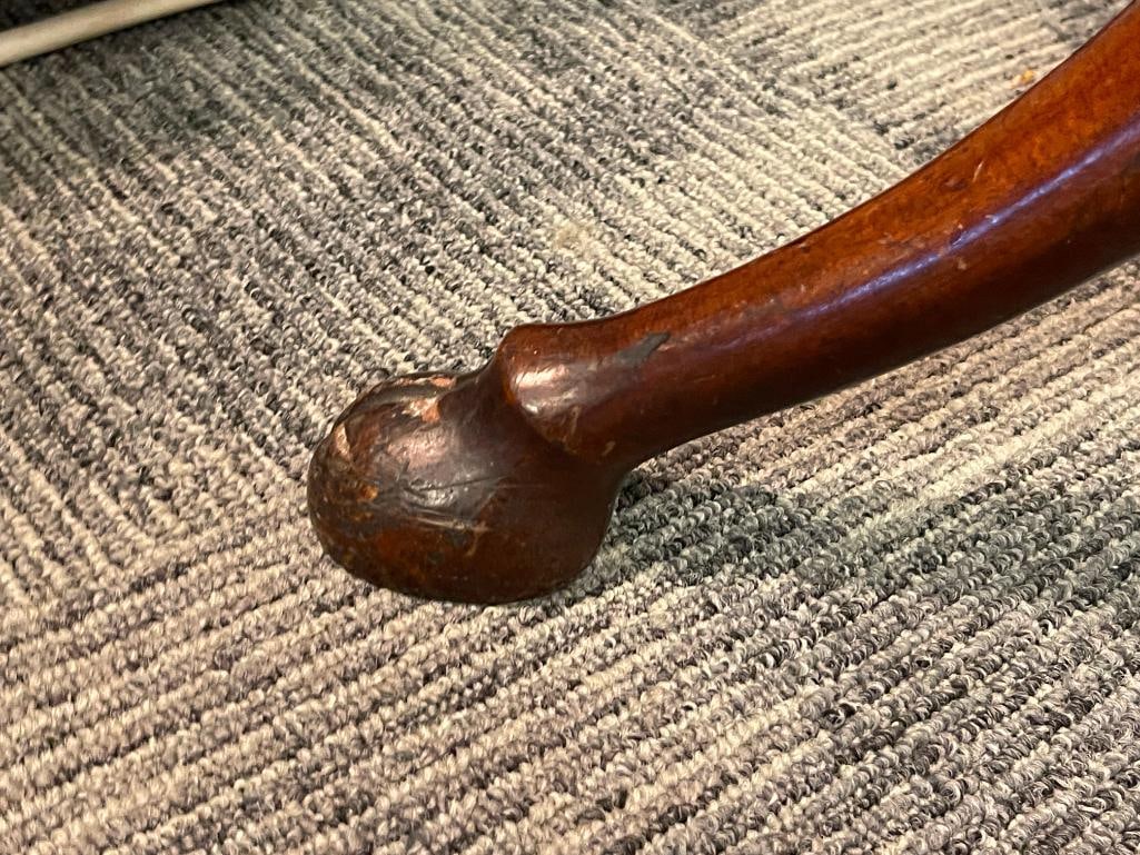 ANTIQUE VICTORIAN MAHOGANY COAT / HAT HALL TREE / RACK WITH HOOVED FEET AND ORNATE BRASS HOOKS - 6