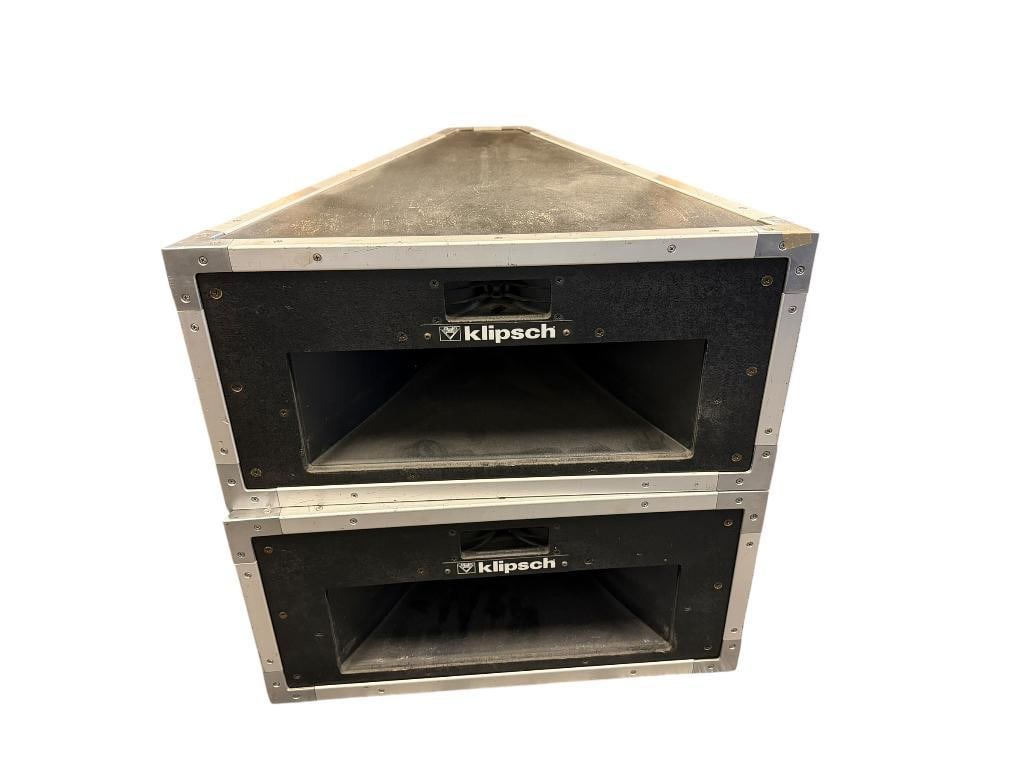 VINTAGE KLIPSCH LA SCALA INDUSTRIAL LOUDSPEAKERS BLACK CABINET WITH SILVER METAL TRIM (1 of 12)