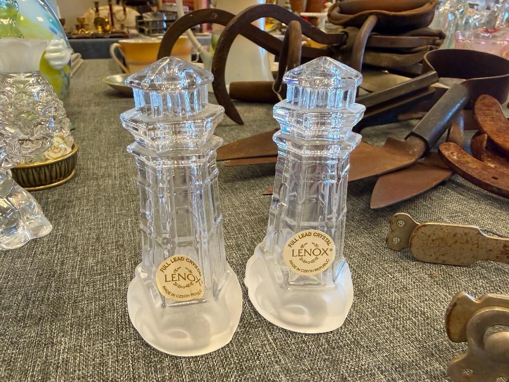 SIX SETS OF CERAMIC AND LENOX CRYSTAL SALT AND PEPPER SHAKERS INCLUDING DISNEY SHAKERS - 13