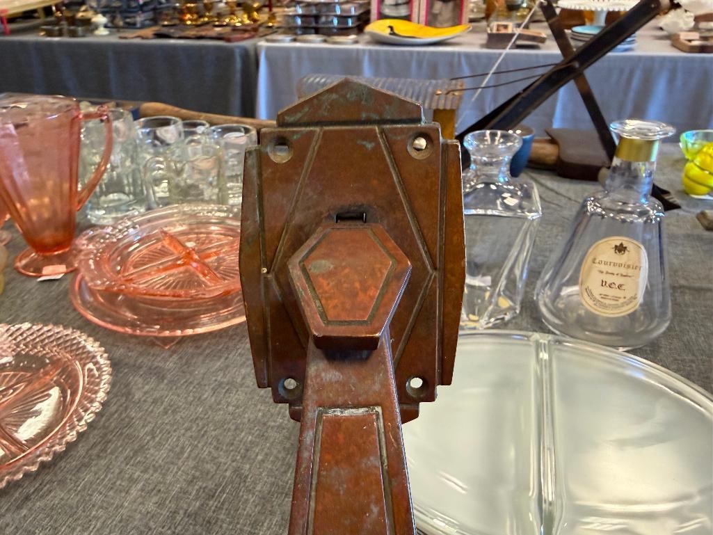 RUSSWIN RUSSELL & ERWIN ART DECO PERIOD 1930'S CAST BRONZE LINEAR DOOR HANDLE NO. 420 - 15