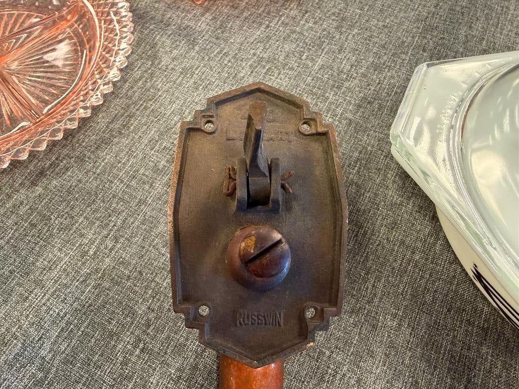 RUSSWIN RUSSELL & ERWIN ART DECO PERIOD 1930'S CAST BRONZE LINEAR DOOR HANDLE NO. 420 - 5