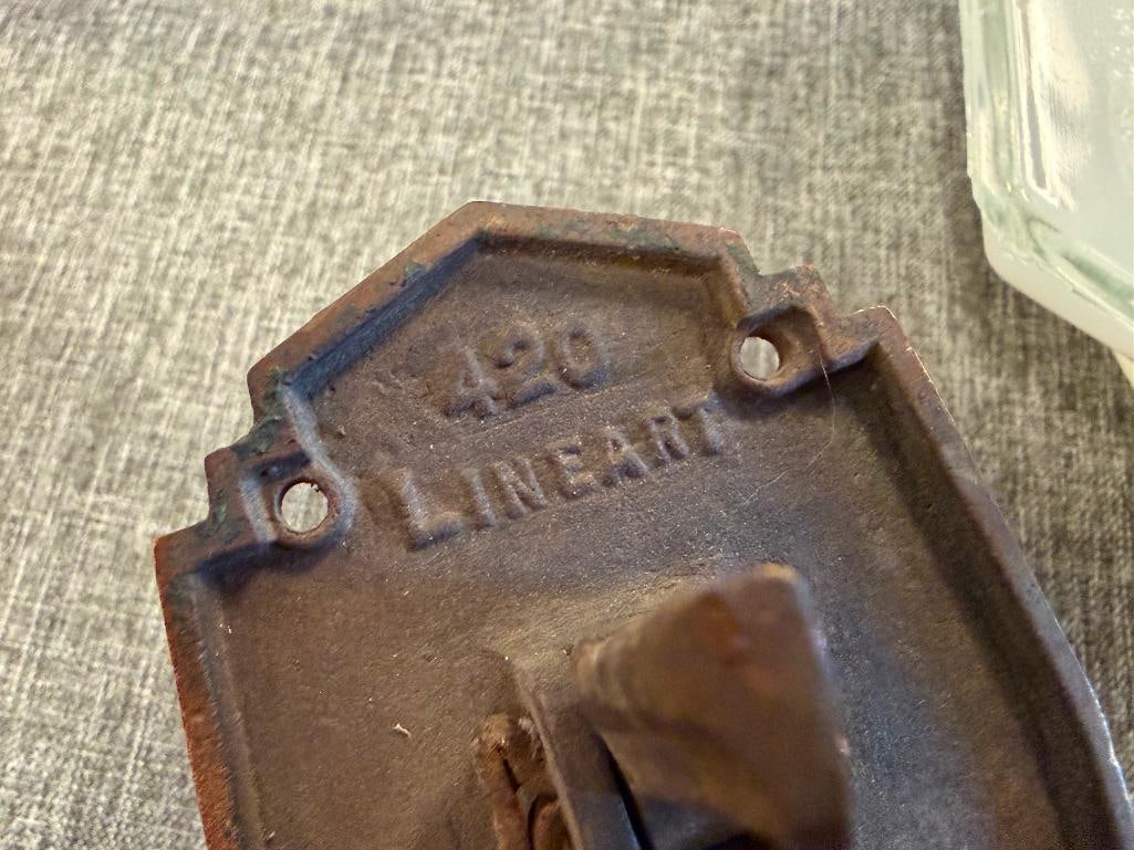 RUSSWIN RUSSELL & ERWIN ART DECO PERIOD 1930'S CAST BRONZE LINEAR DOOR HANDLE NO. 420 - 9