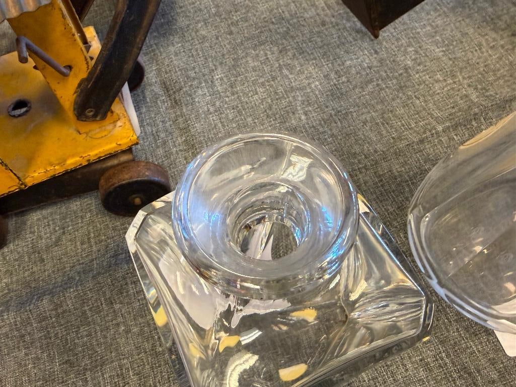 BACCARAT FINE CRYSTAL FRENCH DECANTERS / BOTTLES ONE MADE FOR COURVOISIER V.O.C. BRANDY - 12