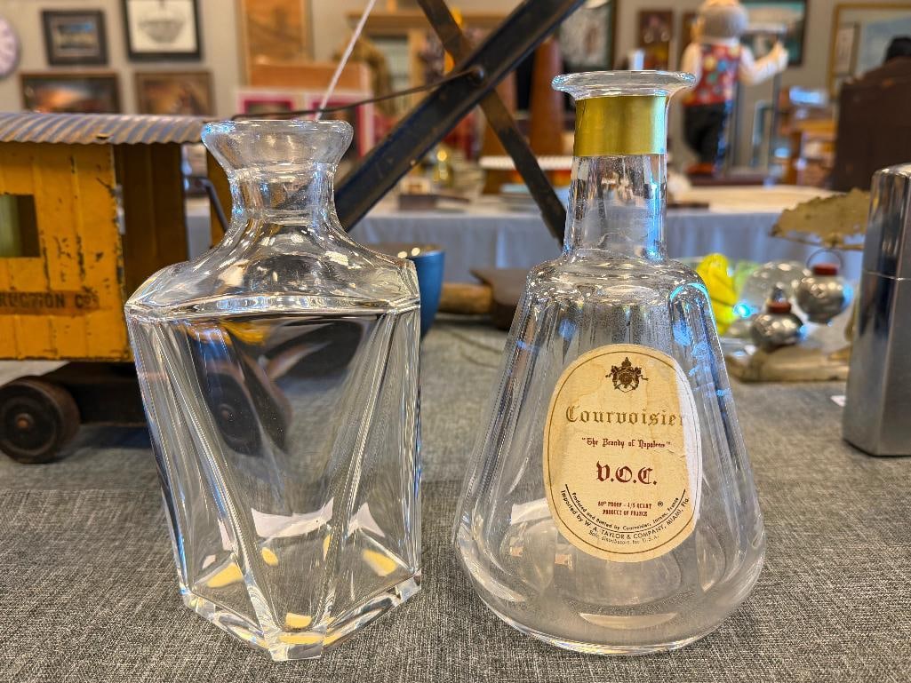 BACCARAT FINE CRYSTAL FRENCH DECANTERS / BOTTLES ONE MADE FOR COURVOISIER V.O.C. BRANDY - 2