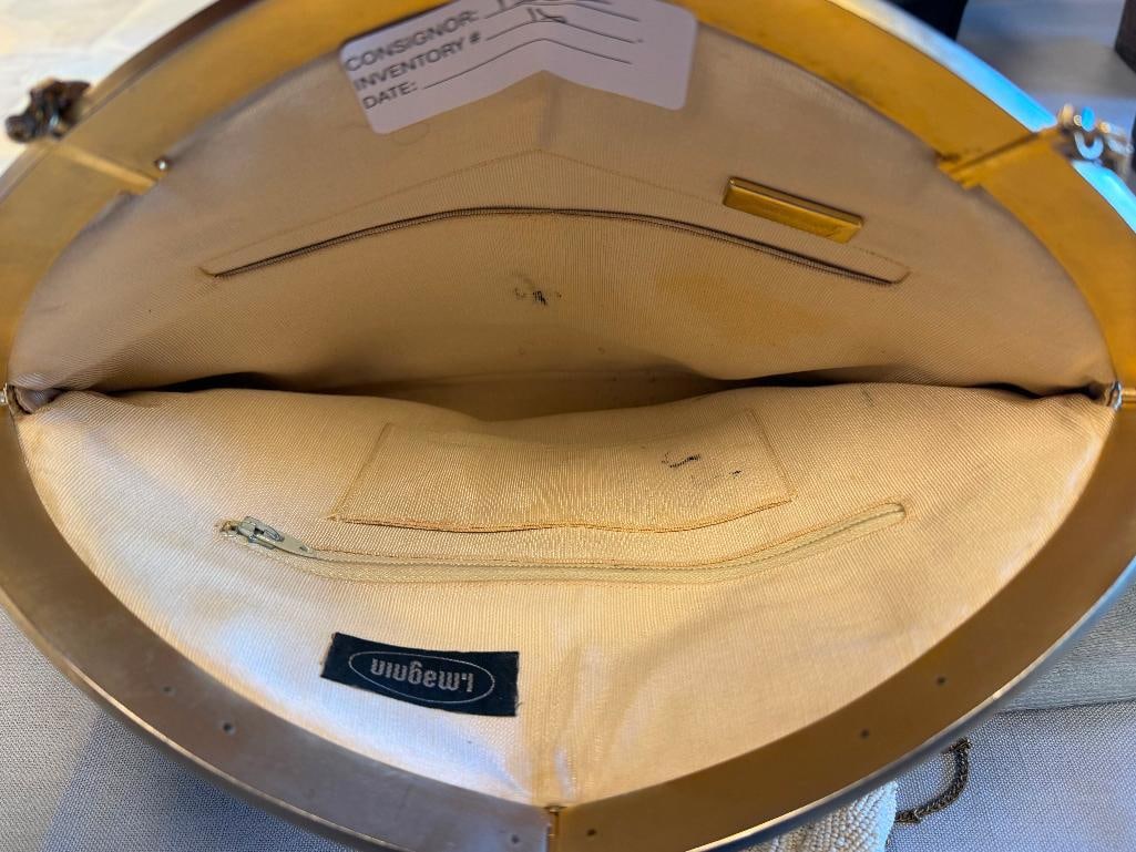 VINTAGE 1980'S JUDITH LEIBER SNAKESKIN CLUTCH AND VINTAGE FINE BEADED CLUTCH - 19