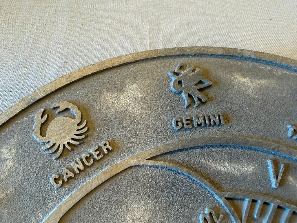 CAST ALUMINUM ZODIAC SYMBOL DECORATIVE SUNDIAL - 10