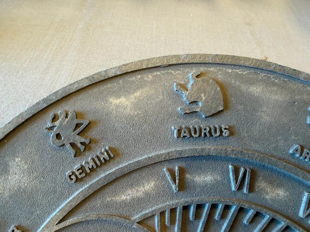 CAST ALUMINUM ZODIAC SYMBOL DECORATIVE SUNDIAL - 11