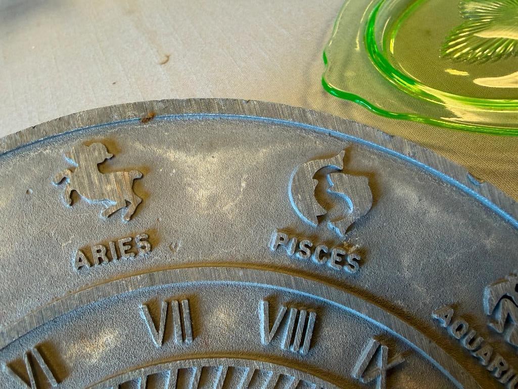 CAST ALUMINUM ZODIAC SYMBOL DECORATIVE SUNDIAL - 13