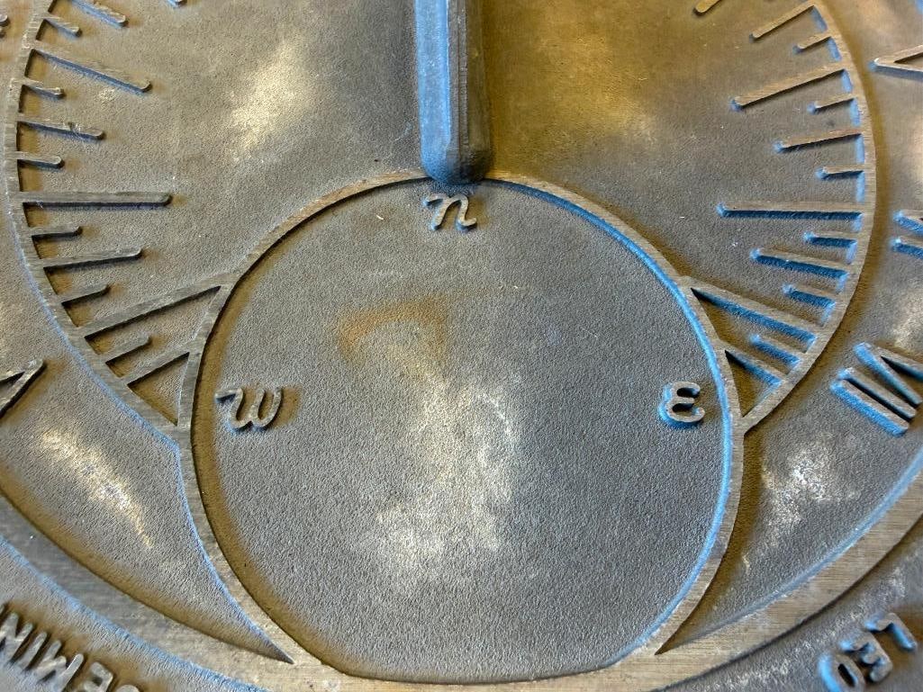 CAST ALUMINUM ZODIAC SYMBOL DECORATIVE SUNDIAL - 14