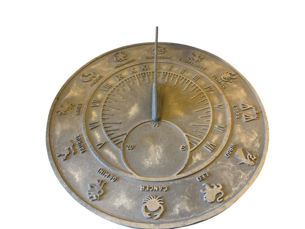 CAST ALUMINUM ZODIAC SYMBOL DECORATIVE SUNDIAL - 4