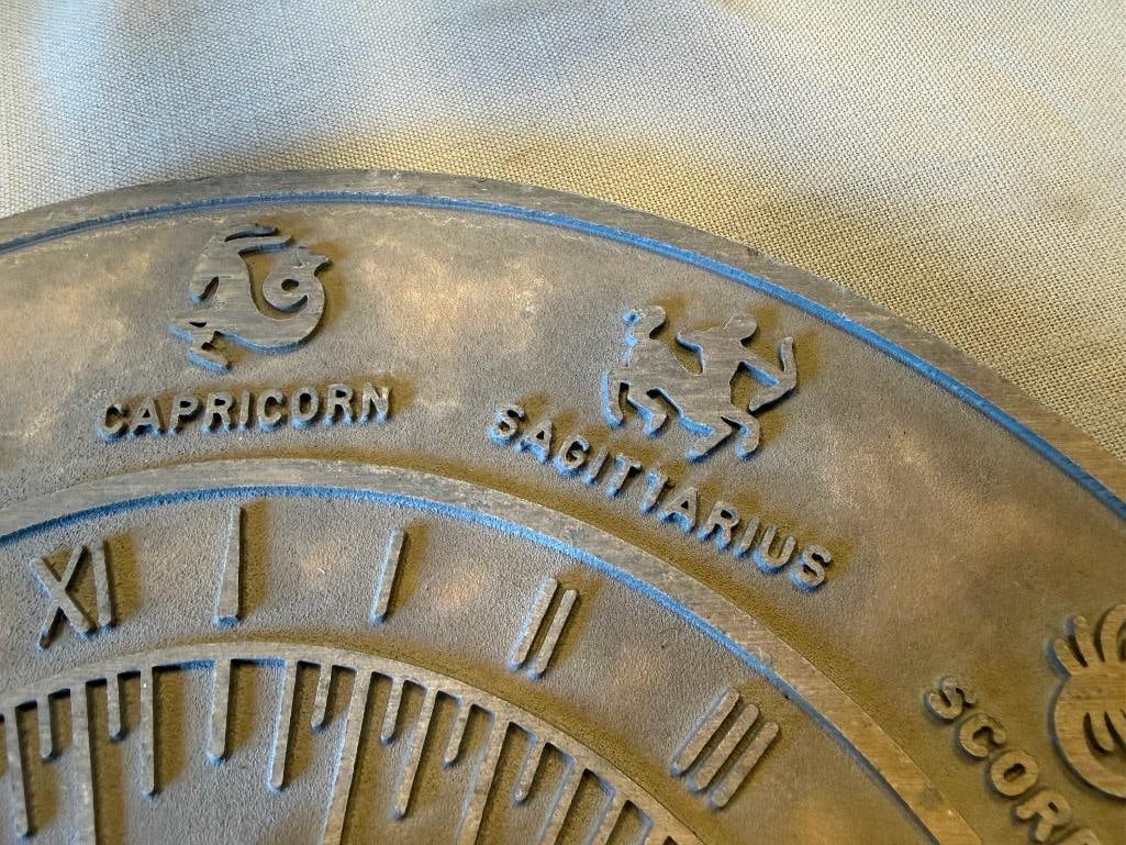 CAST ALUMINUM ZODIAC SYMBOL DECORATIVE SUNDIAL - 5