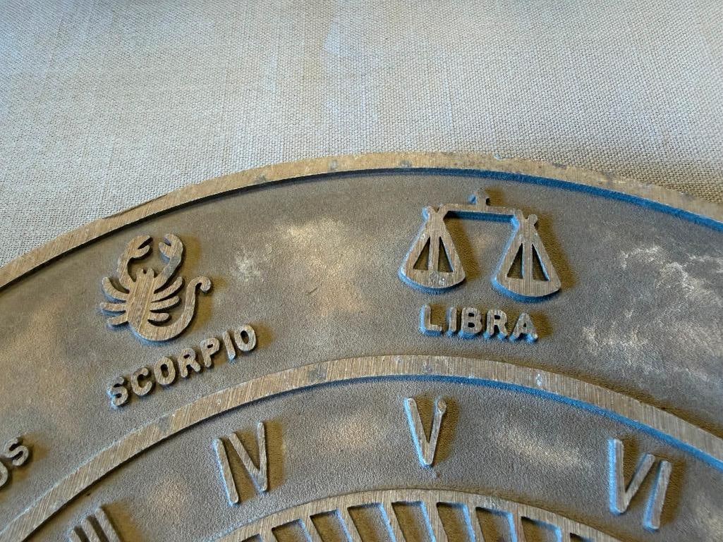 CAST ALUMINUM ZODIAC SYMBOL DECORATIVE SUNDIAL - 7