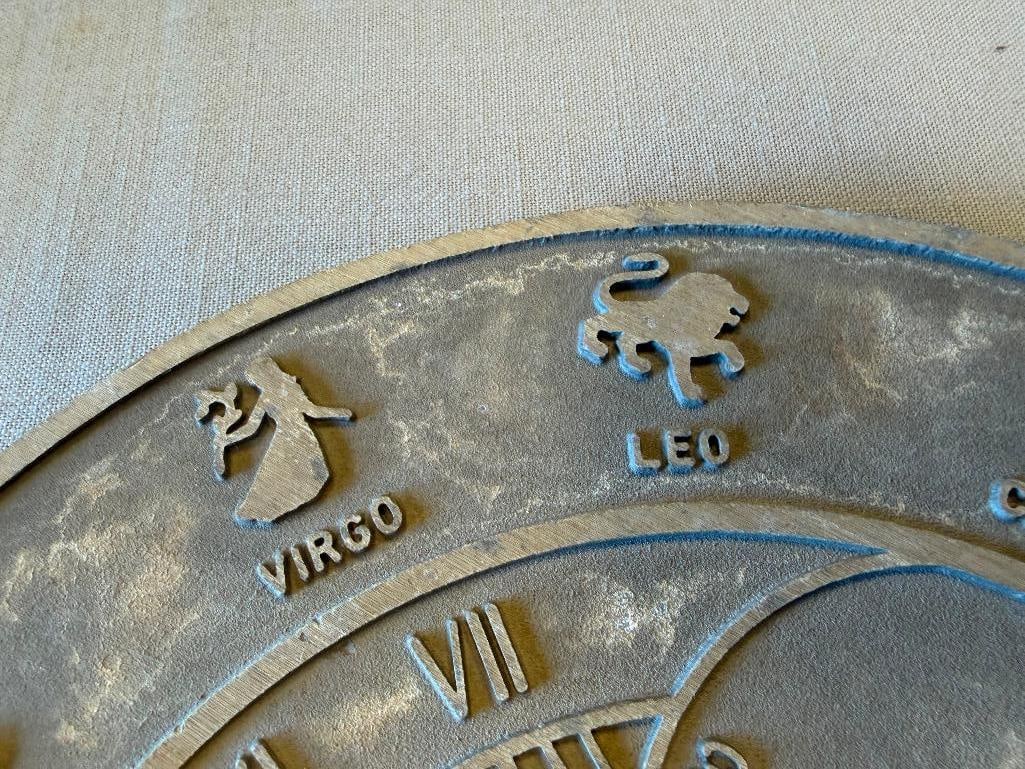 CAST ALUMINUM ZODIAC SYMBOL DECORATIVE SUNDIAL - 9